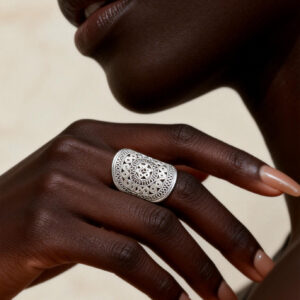 Miao Silver Filigree Sunburst Statement Ring