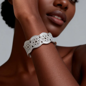 Miao Silver Filigree Wave Cuff Bracelet