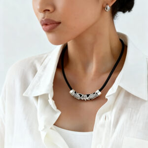 Miao Silver Engraved Cord Necklace