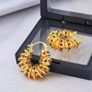 Black Gold Multi-layer Spiral Hoop Earrings
