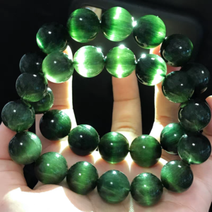 Natural Green Cat Eye Tourmaline Beaded Bracelet